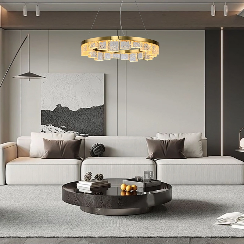 Glacier Ice cubes art glass LED pendant ring lamp